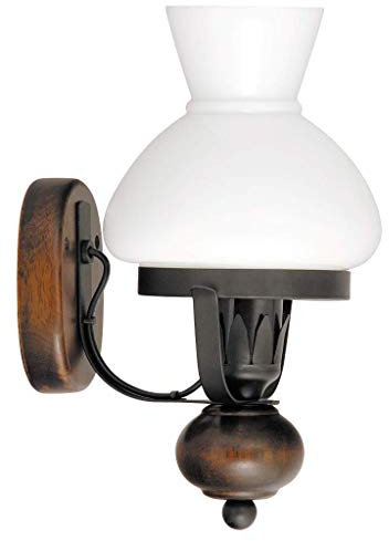 RABALUX Klassische Wandleuchte Opalglas Metall Holz Petronel Mattschwarz Weiß E27