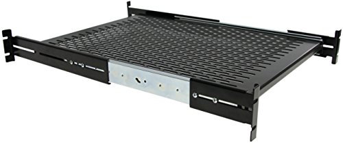 StarTech.com 2 HE Schiebefachboden für Server Rack Montage - Einstellbare Einbautiefe von 51 bis 74 cm - Belüftet - 22,5 kg Tragkraft - Ablagefach für Rack Geräte - 60 cm Tief (UNISLDSHF19)