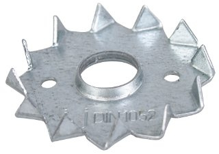 Alberts 836139 Scheibendübel mit Zähnen | einseitig | sendzimirverzinkt | zum Aufschrauben | Außen-Ø 62 mm | Innen-Ø 12 mm | 100er Set