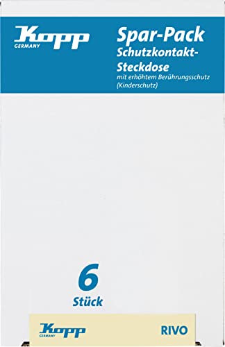 Kopp Spar-Pack: 6 Rivo Schutzkontakt-Steckdosen mit erhöhtem Berührungsschutz,945101059