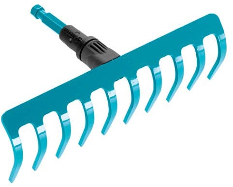 Gardena Rastrello combisystem: rastrello con 10 denti, accessori giardino rastrellare, rimuovere le erbacce e coltivare il terreno, larghezza lavoro 25 cm, adatto a tutte le impugnature cs (3176-20)