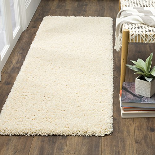 SAFAVIEH California Shag Collection Runner Rug - 2'3 x 7', Ivory, Non-Shedding & Easy to Clean, Ultra Plush Thick Pile, Ideal for Living Room, Bedroom, Dining Space (SG151-1212)