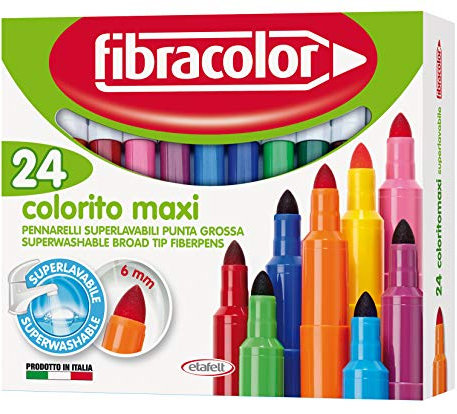 FIBRACOLOR Colorito Maxi Marker, 24 Farben, große Spitze, super waschbar