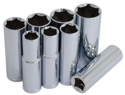 Neilsen CT0755 8pc Deep Socket Set 1/2in Dr 13mm 14mm 16mm 17mm 19mm 21mm 22mm 24mm Chrome Vanadium