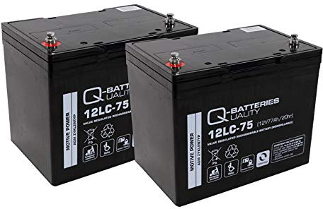Blei Akku Batterie 2 x 12V/75Ah wie 77Ah für Rollstuhl Elektromobil Orthopedia Allround 960C