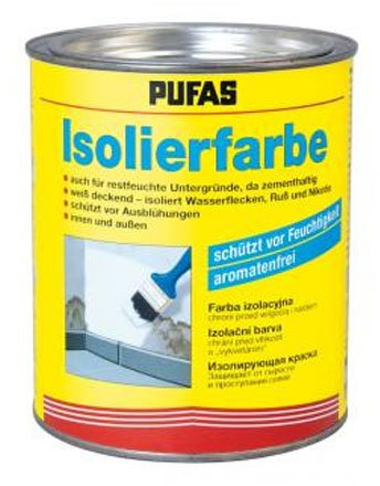 Pufas Isolierfarbe - Schutz vor Ausblühung und Feuchtigkeit zementhaltig weiß 2 Liter