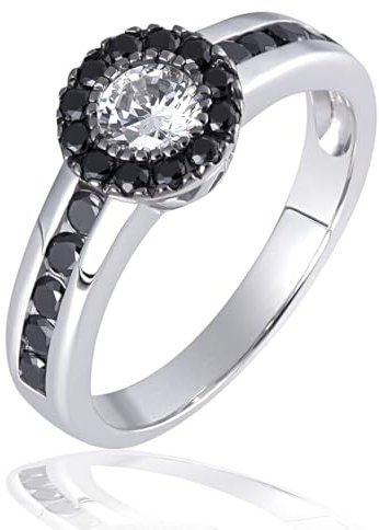 Goldmaid Damen-Ring 925 Sterling Silber Black Eye 1 weißer und 22 schwarze Zirkonia Gr. 52 (16.6) Pa R6217S52 Schmuck
