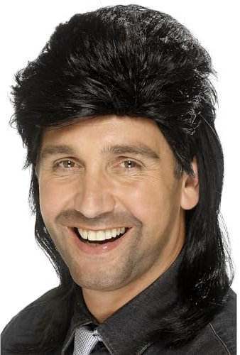 Smiffys Vokuhila Perücke, Schwarz