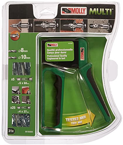 MOLLY Valibox de 30 Chevilles, Gris, + 1 pince verte , Vert,Set de 31 Pièces M100800-XJ