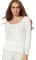 Liang Rou Women's Scoop Neck Ultra Thin Basic Long Sleeve Shirt Off-white S