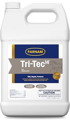 Farnam Tri-Tec 14 Fly Spray for Horses – Long-Lasting Insect Repellent Kills and Repels Flies, Gnats, Ticks & Mosquitoes, Conditions Coat – Up to 14 Days Protection – 128 oz