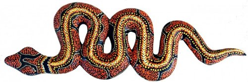 Woru Deko-Schlange RED HEAD, Holz, Wandschmuck, bemalt, Snake ca. 20 cm | Handgefertigte Holzschlange mit individueller Dotpainting-Bemalung – ca. 25 cm, Farben und Muster variieren.