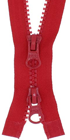 FIM 2 Wege Reißverschluss Plastik Zähne Nr.5 mittelgrob Teilbar Zweiwege Farbe: 6 - rot(148), 95cm lang