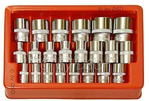 US Pro 22 Piece Superlock Supergrab 3/8 and 1/4 Shallow Socket Set B1398