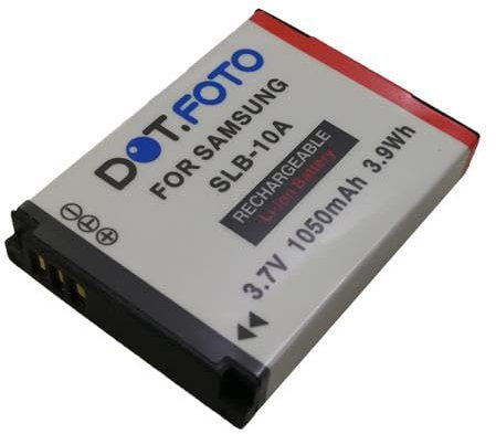 Dot.Foto SLB-10A Premium 3.7v / 1050mAh Batterie Rechargeable pour Samsung EX2F, ES55, ES60, WB200F,WB250F, WB280F, WB350F, WB500, WB550, WB700, WB750, WB800F, WB1100F, NV9, L100, L110, M310W