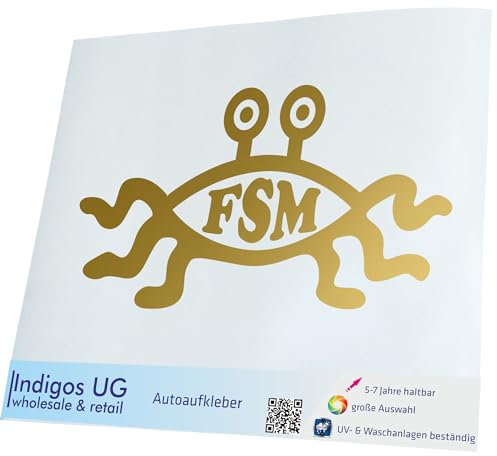 INDIGOS UG Auto Aufkleber Auto - 210x110 mm - FSM - Gold - konturgeschnittener Autoaufkleber ohne Hintergrund - Selbstklebender Sticker für Auto, Fenster, Bus oder LKW - UV-beständig & wetterfest