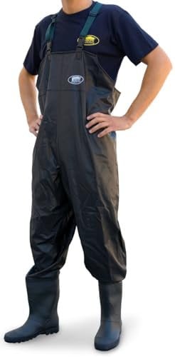 Lineaeffe Waders Traspirante da Pesca Scafandro PVC Chest Black Taglia 45 Impermeabili