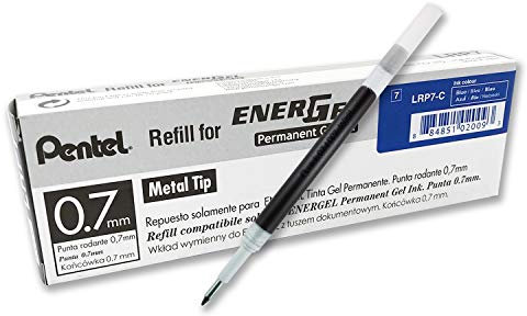 Pentel LRP7-CX-DZ Nachfüllmine für EnerGel Document BLP77, 12 Stück, 0,7 mm Kugeldurchmesser = 0,35 mm Strichstärke, 12 Stück, blau