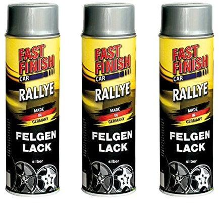 3x 500ml FAST FINISH RALLYE FELGENLACK FELGENSPRAY FELGENSILBER SILBER LACKSPRAY