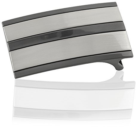 FREDERIC HERMANO Gürtelschnalle Buckle 35mm Metall Silber Anthrazit - Buckle Stripe - Dornschliesse Für Gürtel Mit 3,5cm Breite - Silberfarben Anthrazit