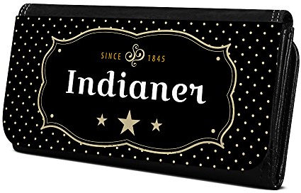Geldbörse mit Namen Indianer - Design Retro Wappen - Brieftasche, Geldbeutel, Portemonnaie, personalisiert für Damen und Herren