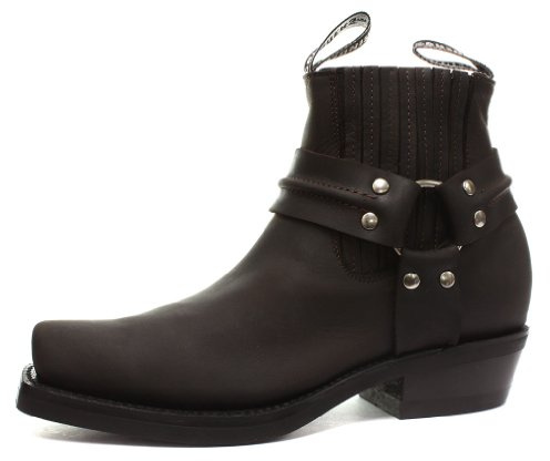GRINDERS New Renegade Low Herren Braun Leder Biker Stiefel Motorradfahrer Westernstiefel Unisex