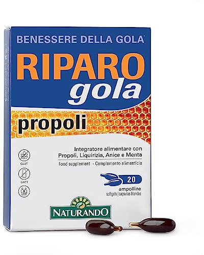 NATURANDO RIPARO GOLA PROPOLI 20 AMPOLLINE Effetto lenitivo gola e faringe