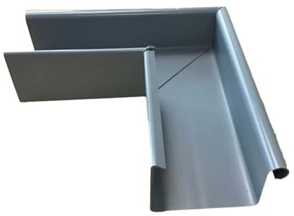 INEFA Rinnenwinkel 90 Grad kastenförmig Außenwinkel, PVC NW115 / 115mm Grau Wulst außen, Verbindungsstück Dachrinnenzubehör, Made in Germany