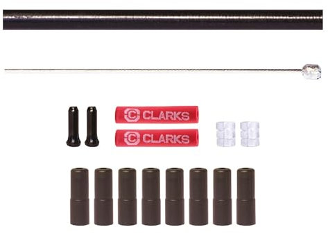 Clarks Stainless Steel Gear Cable Kit - Black Universal Gear Wires with Standard Outer Casing for Mountain Bikes (MTB), Hybrid & Road Bikes