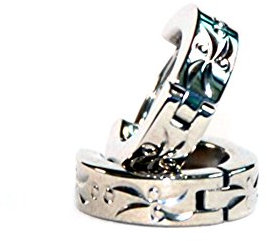 2 elegante Energetix 4you Magnet Ohr - Creolen - medizinischer Edelstahl / nickelfrei / allergiefrei - Ø 1,4 cm - Maiju silber - im Schmuckbeutel