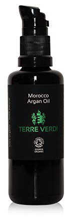 Marocco Argan Oil 100% organic certified, pure, cold pressed - 50ml - for skin (face and body), hair, nails - in light-protecting violet glass with dispensing pump - vitamins rich