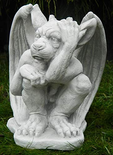 JS Garten Deko Skulptur Dekoskulptur Dekofigur Beton Figur Drache Gargoyle Torwächter H 27 cm