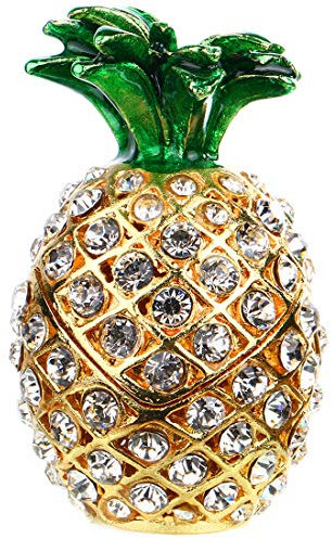 Hyalinität & Dora Fabergé-Ei Scharnier Jewelry Ring Halter Schmuckschachtel in Collectible Figur Boxen W/Kristalle Ananas