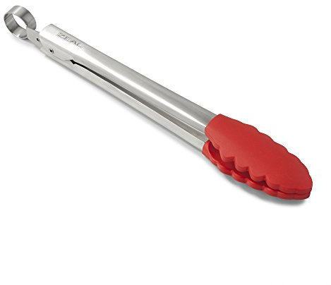 Zeal Silicone Non-Stick Kitchen Cooking Tongs with Stainless Steel Handle – Perfect for Cooking, Grilling, BBQ, Serving, and More 26cm - Heat-Resistant, BPA-Free, and Easy-to-Clean, Red
