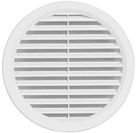 Kunststoff Lüftungsgitter - Abluftgitter - rund - mit Flansch/Rohranschluß und Insektenschutz - Deckmaß: 179 mm (VM150) (1)
