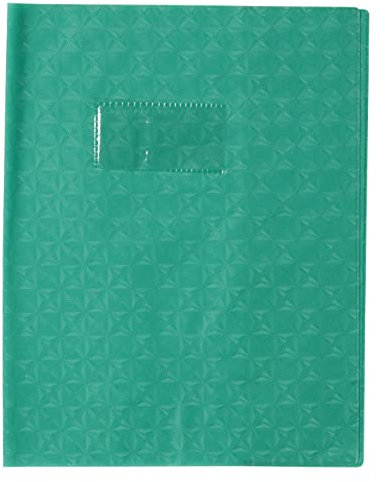 Calligraphe 72015C Un Protège-Cahier Grain Losange Vert - 17x22 cm - 18/100ème avec Porte-Étiquette - PVC Opaque