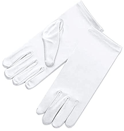 Ever Fairy Mädchen Urlaub Hochzeit Pageant White Satin Handschuhe Prinzessin Handschuh, Weiß, L(8-12Jahre alt)