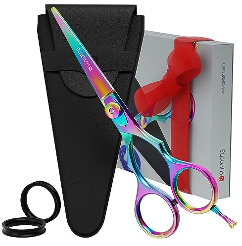 Suvorna 5,5 zoll Multicolor titanium haarschere friseurschere profi - haarschneideschere - hair cutting scissors - barber scissors - friseur schere kinder. Exklusiv für Damen/Herren und Salongebrauch.