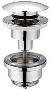 Cornat Ablaufventil für Waschtische - 1 1/4 Zoll AG - Ø 66 mm - Mit Push-Open-Funktion - Hochwertige Verchromung / Pop-Up-Ventil / Waschbeckenablauf / T317421