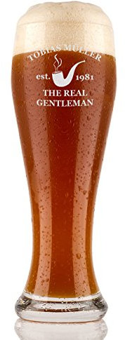 polar-effekt Bierglas mit Gravur Weizenbierglas 0,5l - Geschenke für Männer - personalisierte Weizenglas - Geschenkidee Vatertagsgeschenk für Mann Real Gentleman