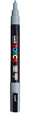 UNI-BALL Marqueur Pte conique fine POSCA PC3M 0,9-1,3mm Gris