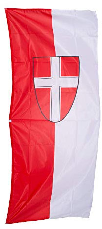 Fahnen Kössinger, Bannerfahne mit Hohlsaum, ohne Querstab, Fahne Bundeshauptstadt Wien, Bannerfahne ohne Wappen, hochwertiger Siebdruck, Brillante Farben, rot-weiß, 80 x 200 cm, 1,6 m² Fläche