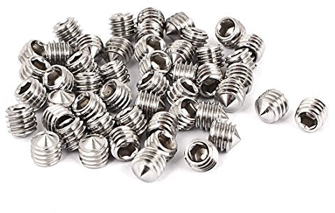 sourcing map M6 x 6mm Edelstahl Gewindestifte mit Innensechskant und Kegelspitze