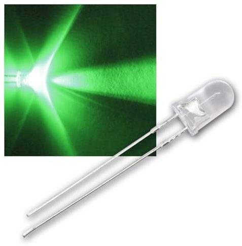 world-trading-net - 50 LEDs 5mm wasserklar grün Typ WTN-5-13000gr, Leuchtdiode, bedrahtet, Diode leuchtend, als Bauteil