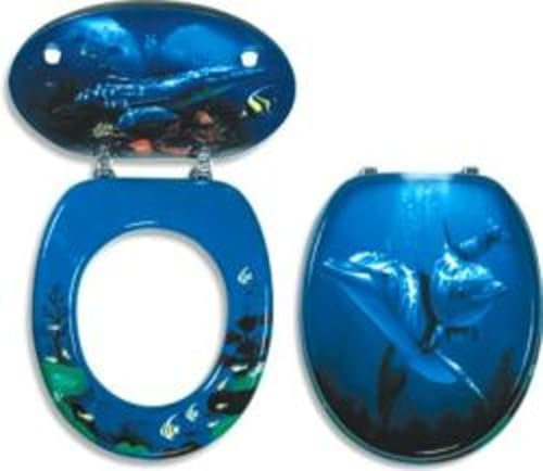 EXCLUSIVER HOCHWERTIGER WC SITZ-TOILETTENSITZDELPHIN (BLAU)- MDF-KUNSTSTOFF-NOVASERVICE