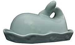Creative Co-op Da4866 en grès en Forme de Baleine Beurrier, Aqua Bleu
