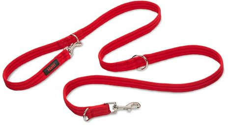 HALTI Doppelführleine - Multifunktionale Hundeleine zum Trainieren und Gassigehen mit Ihrem Hund. Leicht und mit Neopren gepolsterte. Für Welpen geeignet (Größe Groß, Rot, 2m)