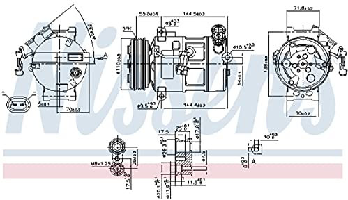 NISSENS 89310 A/C Kompressor für Klimaanlage Klimakompressor mit ID: PXV16 Kältemittel: R134a PAG 46 mit 110mm Riemenscheibe Rillen: 5