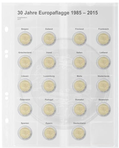 LINDNER Das Original Multi Collect Vordruckblatt für 2 Euro-Gedenkmünzen: Gemeinschaftsausgabe '30 Jahre Europaflagge'