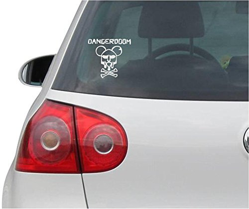 INDIGOS UG Aufkleber - Autoaufkleber - JDM - Die Cut - Danger Doom Decal Mouse MASK MF HIP-HOP Auto Sticker - Silber - 96mmx88mm